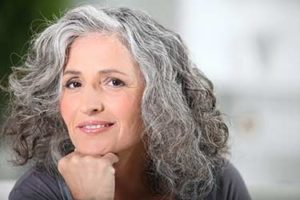 middle aged white woman with gray hair