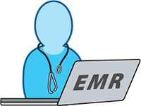 icons_HCP through Patient Portal-2 icon illustration of doctor looking at computer screen