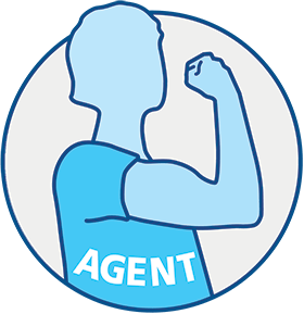 Icon of health care agent flexing muscle