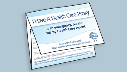 Personalize your own printable health care proxy card.