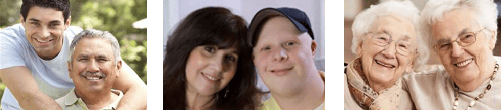 Three examples of an adult and their supportive person.